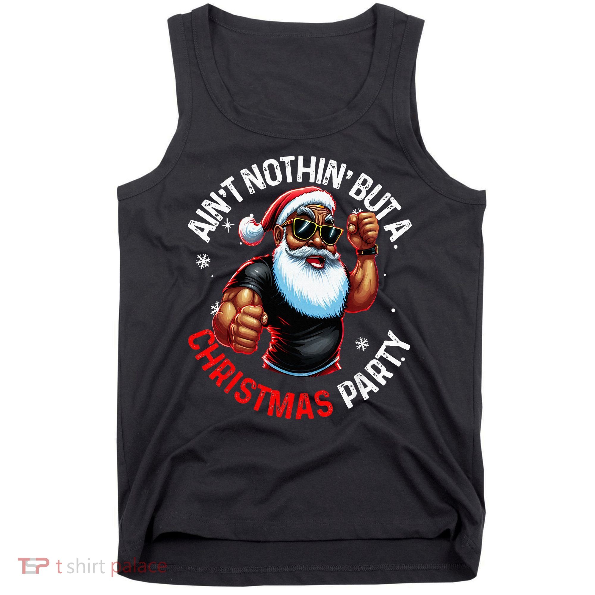 Festive African American Santa Claus PJ Tank Top