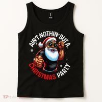 Festive African American Santa Claus PJ Tank Top thumb 2