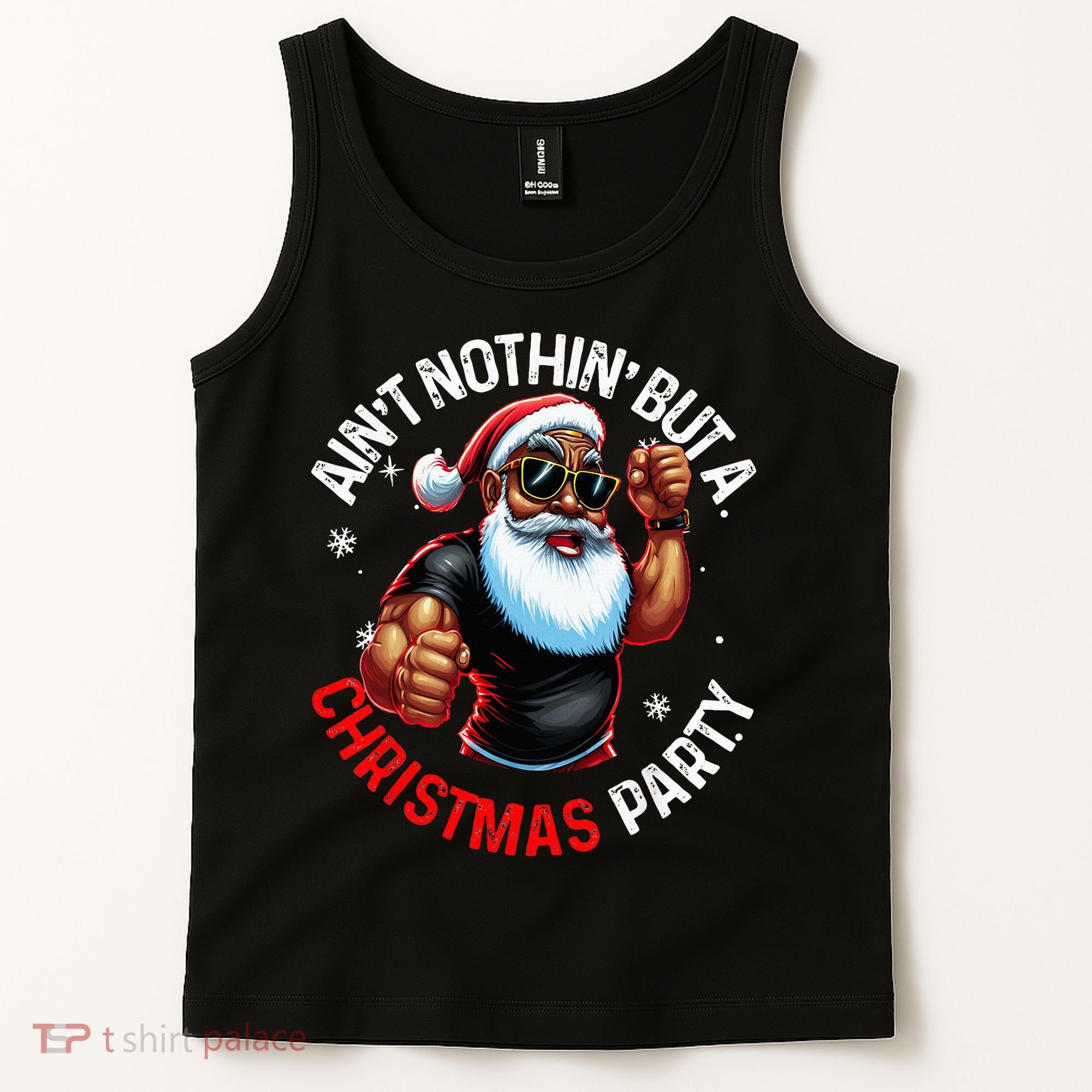 Festive African American Santa Claus PJ Tank Top