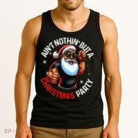 Festive African American Santa Claus PJ Tank Top thumb 3