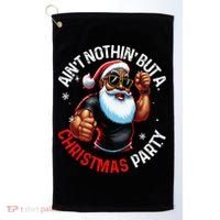 Festive African American Santa Claus PJ Golf Towel thumb 0