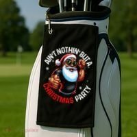 Festive African American Santa Claus PJ Golf Towel thumb 2