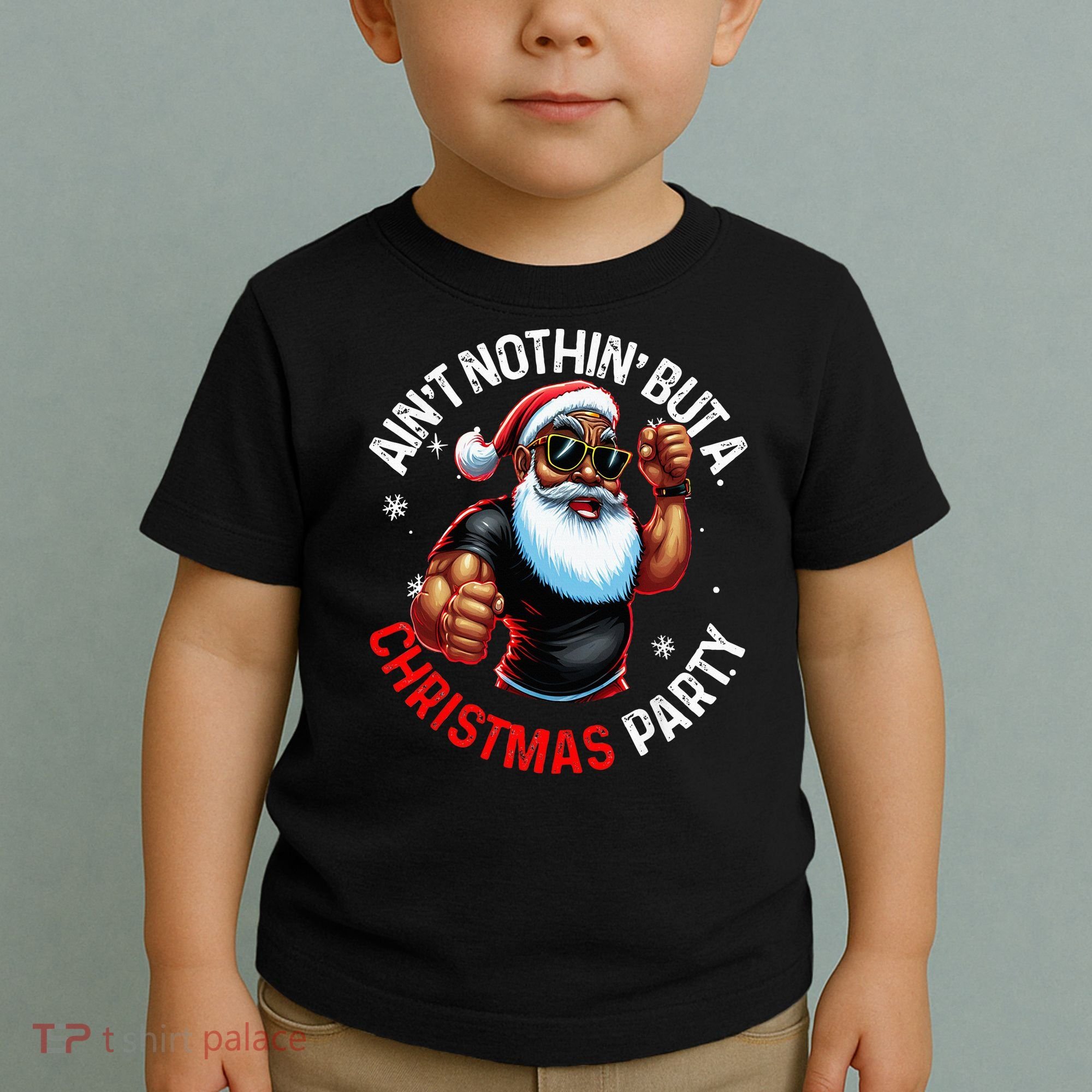 Festive African American Santa Claus PJ Toddler T-Shirt