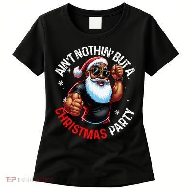 Festive African American Santa Claus PJ Women's T-Shirt