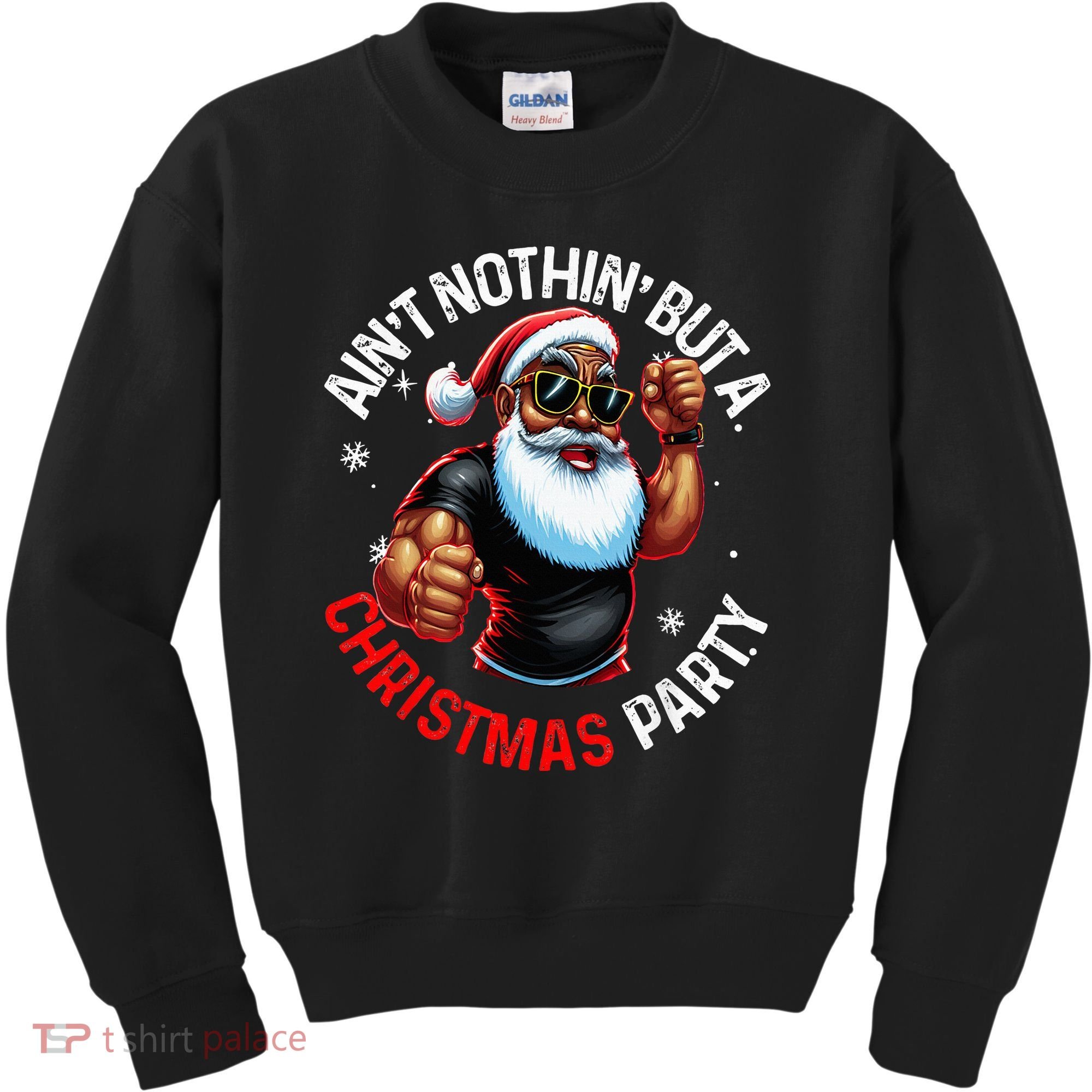 Festive African American Santa Claus PJ Kids Sweatshirt