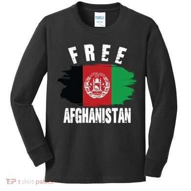Free Afghanistan AFG Flag Kids Long Sleeve Shirt