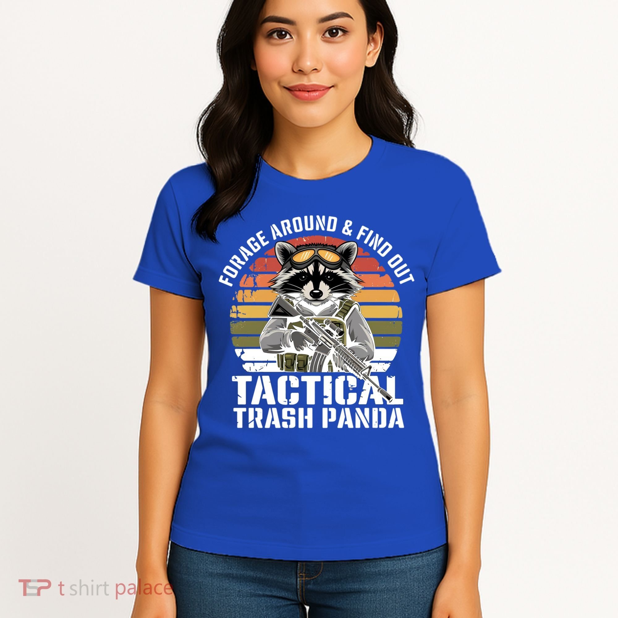 Forage Around And Find Out Tactical Trash Panda Funny Raccoon Meaningful Gift Women's T-Shirt