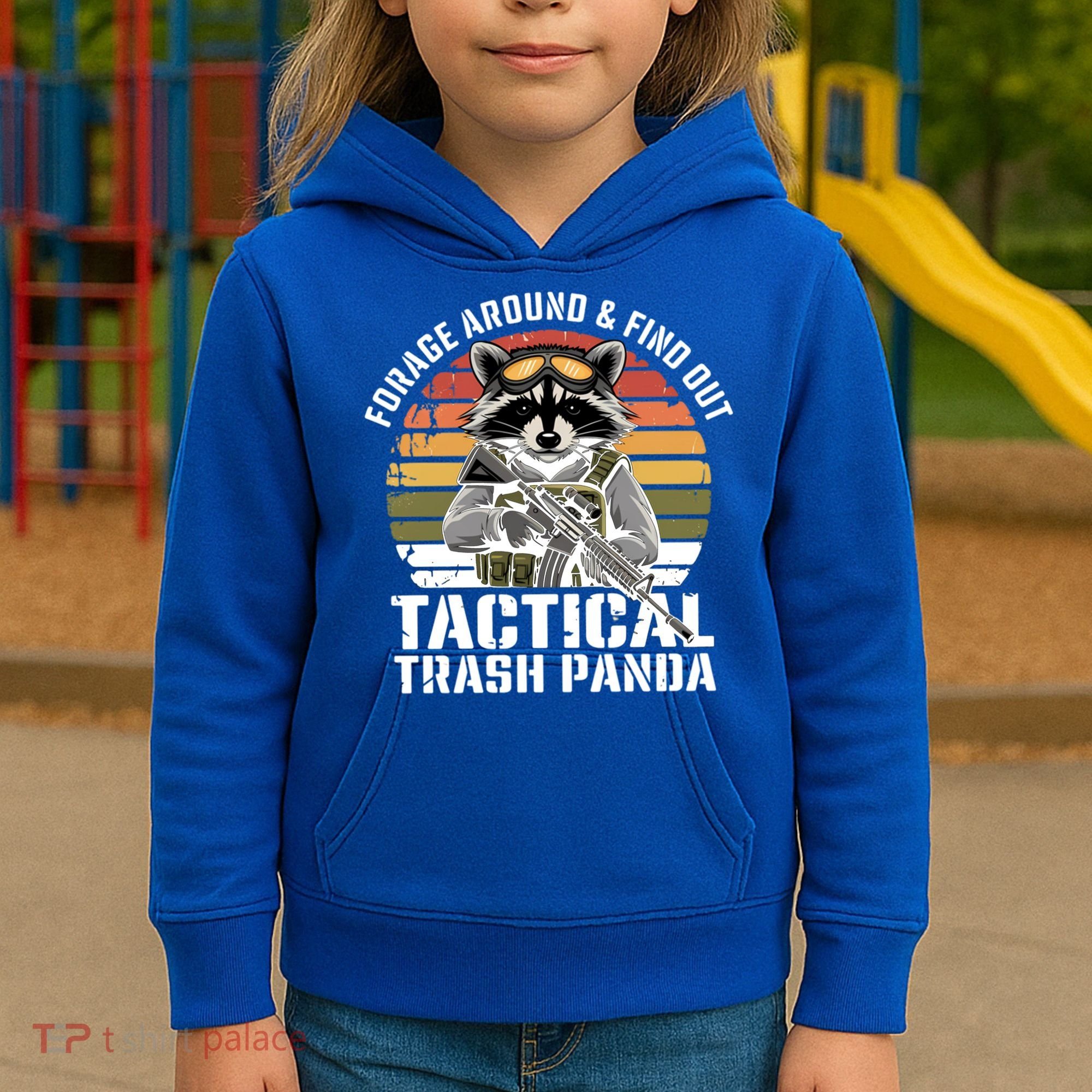 Forage Around And Find Out Tactical Trash Panda Funny Raccoon Meaningful Gift Kids Hoodie