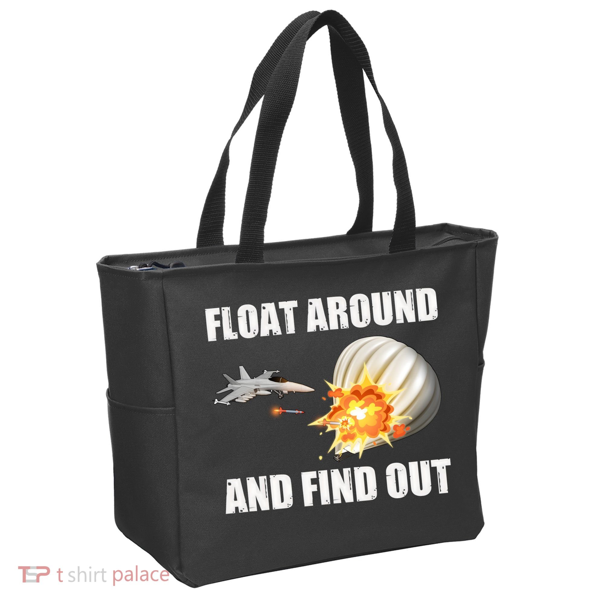 Float Around And Find Out Military Jet Shooting Balloon Tote Bag
