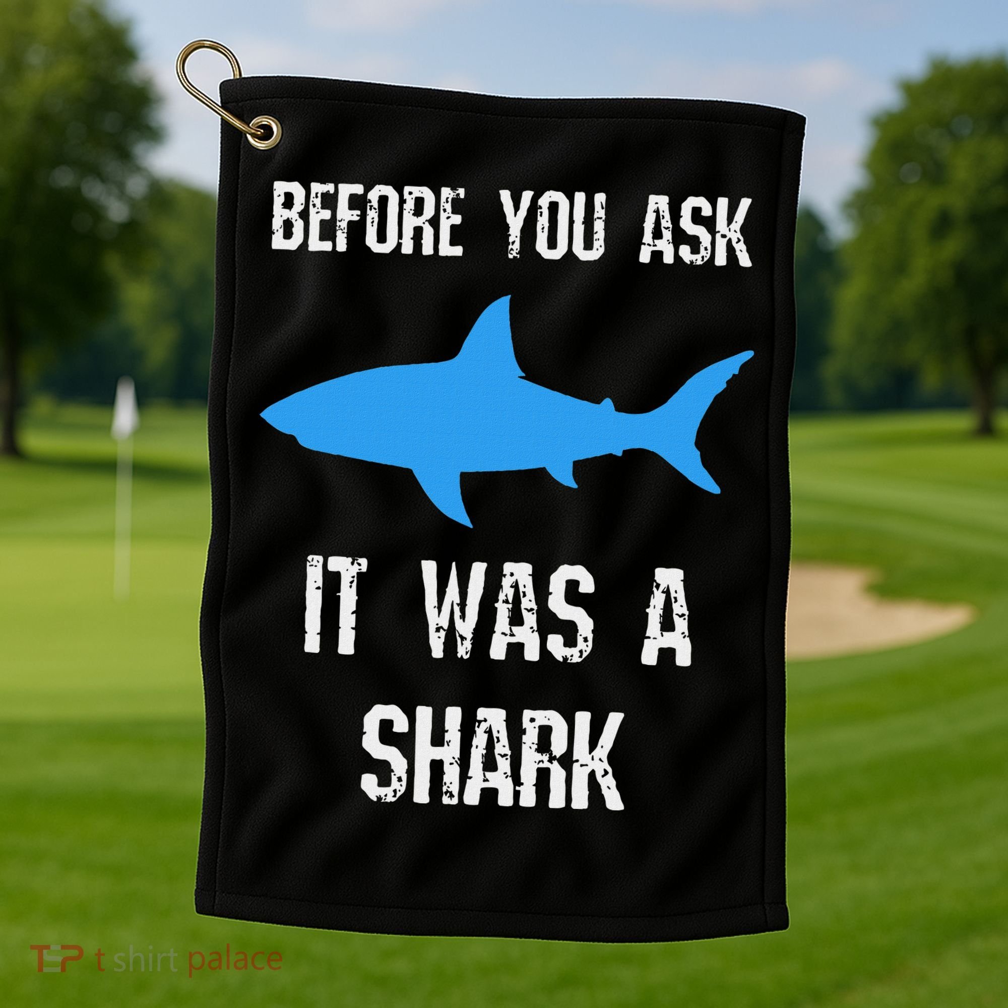 Funny Ampu Amputation Surgery Shark Humor Golf Towel