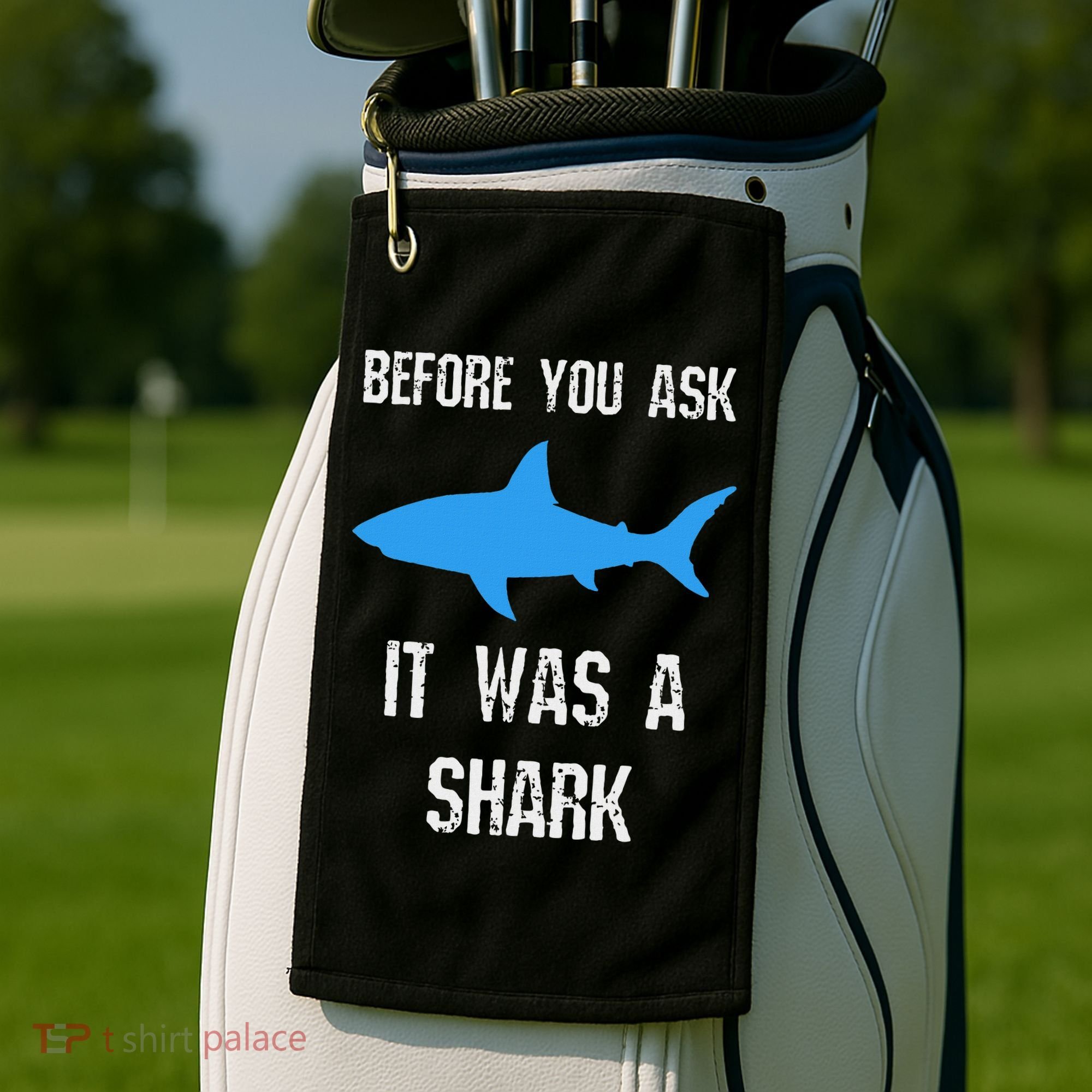 Funny Ampu Amputation Surgery Shark Humor Golf Towel