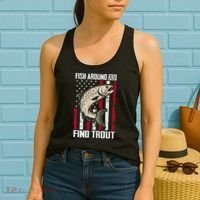 Fish Around And Find Trout Funny Fishing Women's Tank Top thumb 2