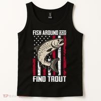 Fish Around And Find Trout Funny Fishing Tank Top thumb 2