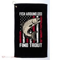 Fish Around And Find Trout Funny Fishing Golf Towel thumb 0