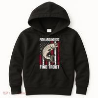 Fish Around And Find Trout Funny Fishing Kids Hoodie thumb 0