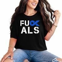 Fuck ALS Awareness Month Blue Ribbon Support Squad Fighter Comfort Colors T-Shirt thumb 0