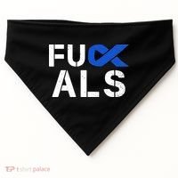 Fuck ALS Awareness Month Blue Ribbon Support Squad Fighter USA-Made Doggie Bandana thumb 0