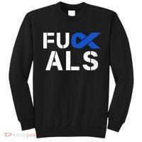 Fuck ALS Awareness Month Blue Ribbon Support Squad Fighter Sweatshirt thumb 0
