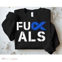 Fuck ALS Awareness Month Blue Ribbon Support Squad Fighter Sweatshirt thumb 2