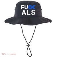 Fuck ALS Awareness Month Blue Ribbon Support Squad Fighter Bucket Hat thumb 0