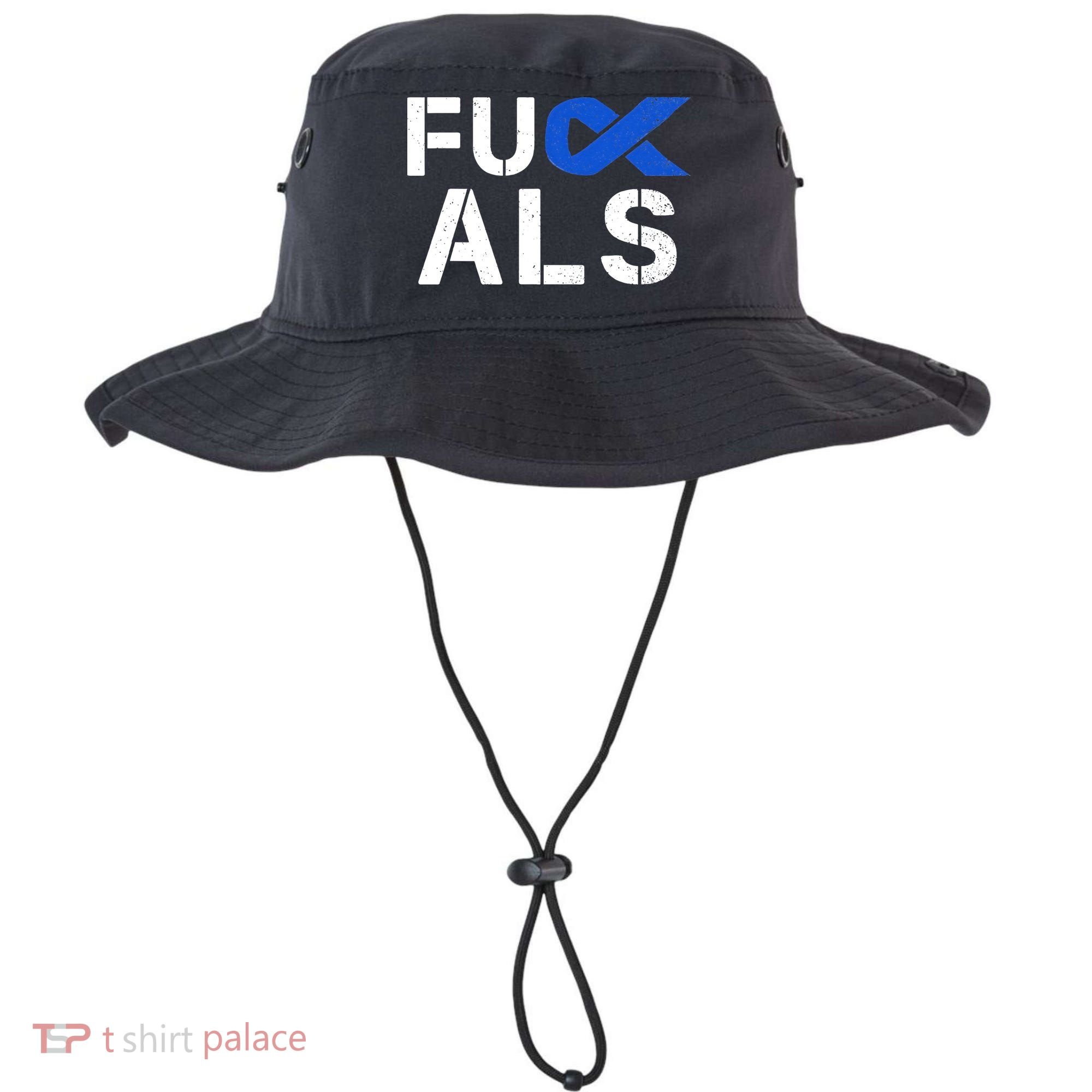 Fuck ALS Awareness Month Blue Ribbon Support Squad Fighter Bucket Hat