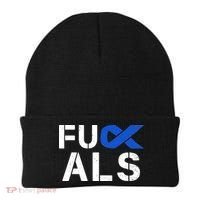 Fuck ALS Awareness Month Blue Ribbon Support Squad Fighter Beanie thumb 0