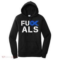 Fuck ALS Awareness Month Blue Ribbon Support Squad Fighter Women's Hoodie thumb 0