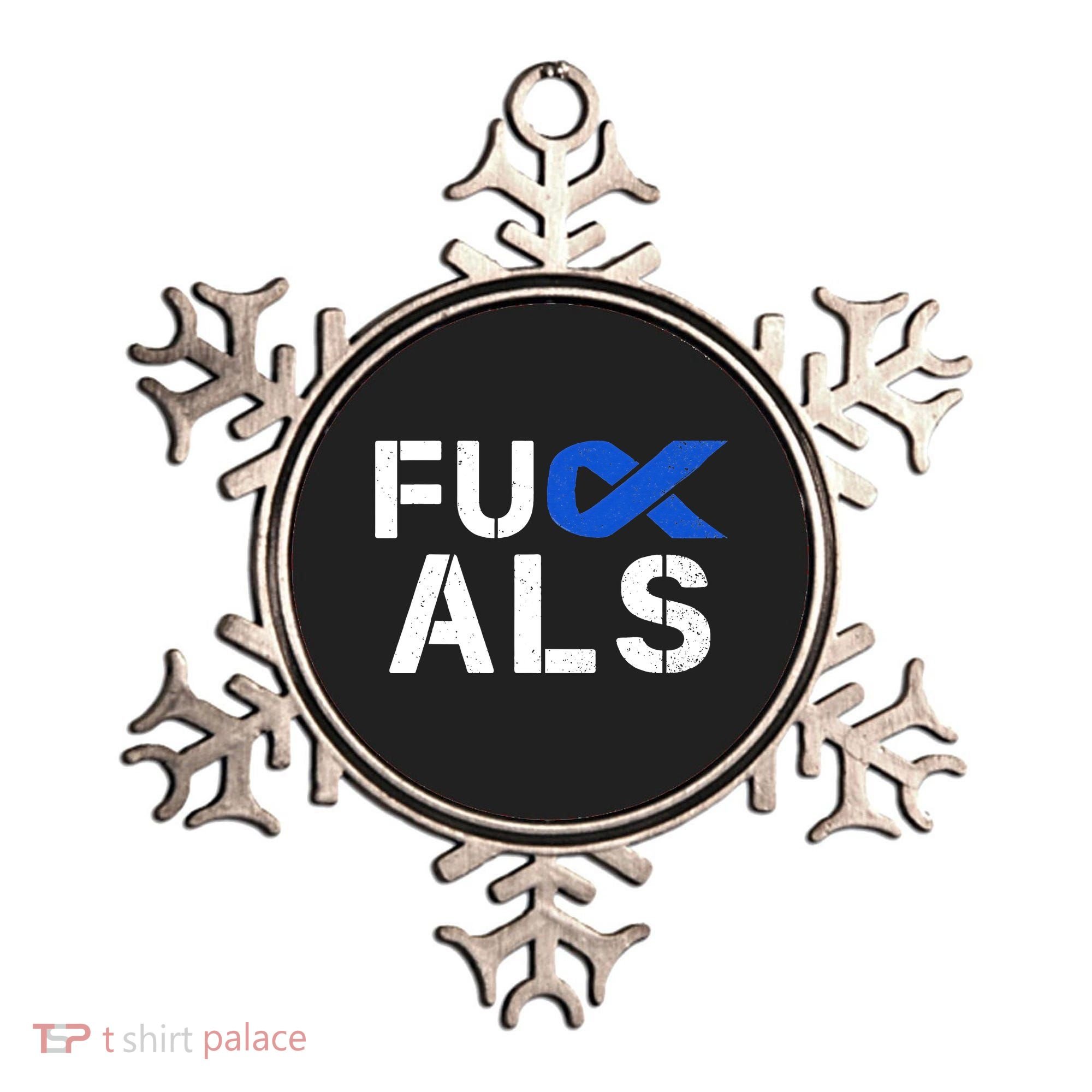 Fuck ALS Awareness Month Blue Ribbon Support Squad Fighter Ornament