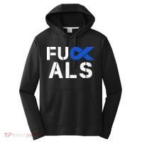Fuck ALS Awareness Month Blue Ribbon Support Squad Fighter Performance Fleece Hoodie thumb 0