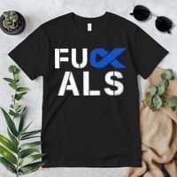 Fuck ALS Awareness Month Blue Ribbon Support Squad Fighter Premium T-Shirt thumb 2