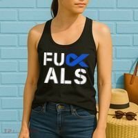 Fuck ALS Awareness Month Blue Ribbon Support Squad Fighter Women's Tank Top thumb 2