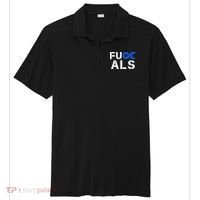 Fuck ALS Awareness Month Blue Ribbon Support Squad Fighter Sport-Tek Posi-UV Pro Polo thumb 0
