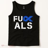 Fuck ALS Awareness Month Blue Ribbon Support Squad Fighter Tank Top thumb 2