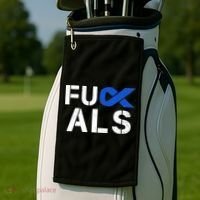 Fuck ALS Awareness Month Blue Ribbon Support Squad Fighter Golf Towel thumb 2