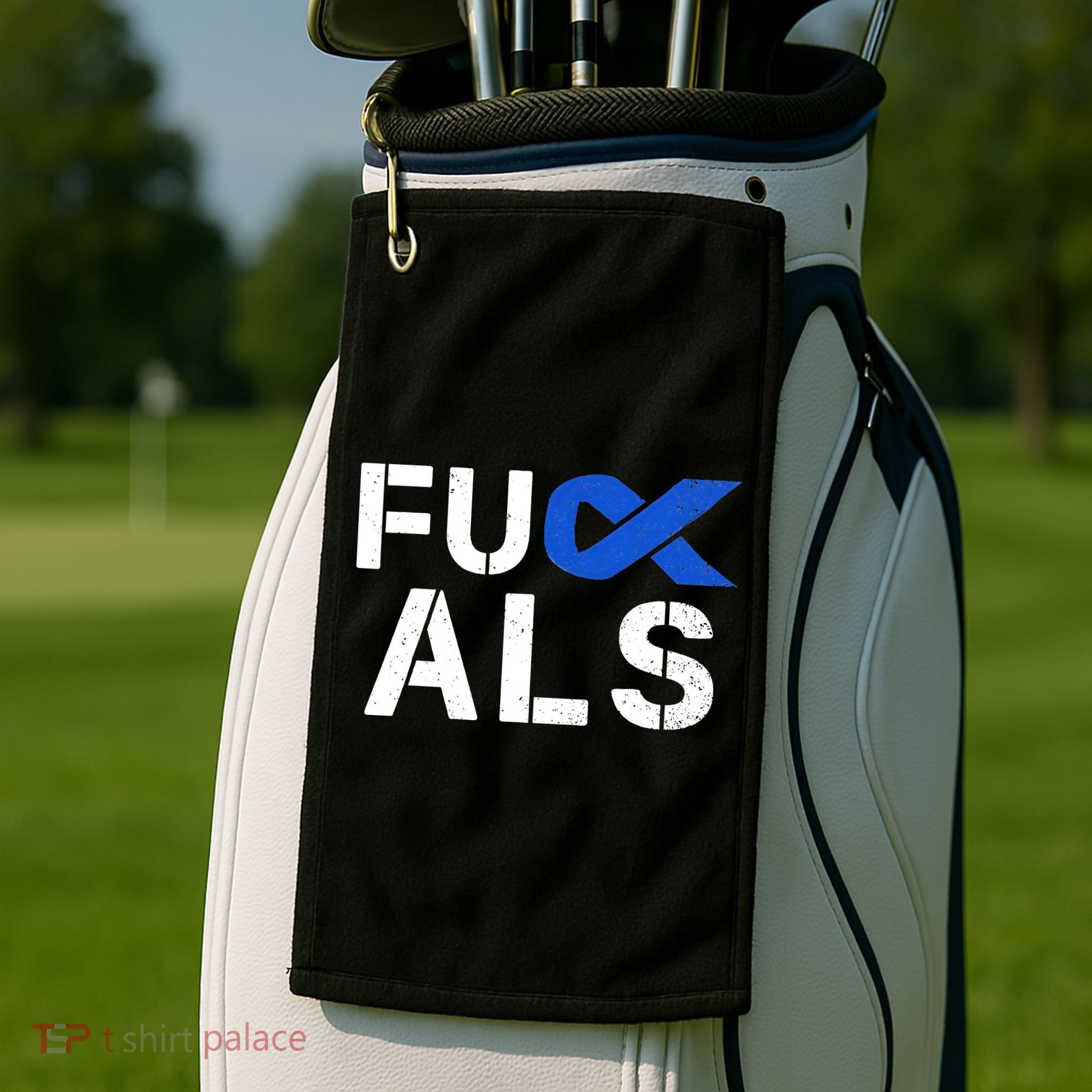 Fuck ALS Awareness Month Blue Ribbon Support Squad Fighter Golf Towel
