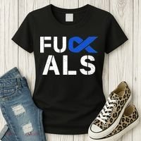 Fuck ALS Awareness Month Blue Ribbon Support Squad Fighter Women's T-Shirt thumb 3