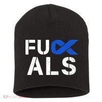 Fuck ALS Awareness Month Blue Ribbon Support Squad Fighter Short Acrylic Beanie thumb 0