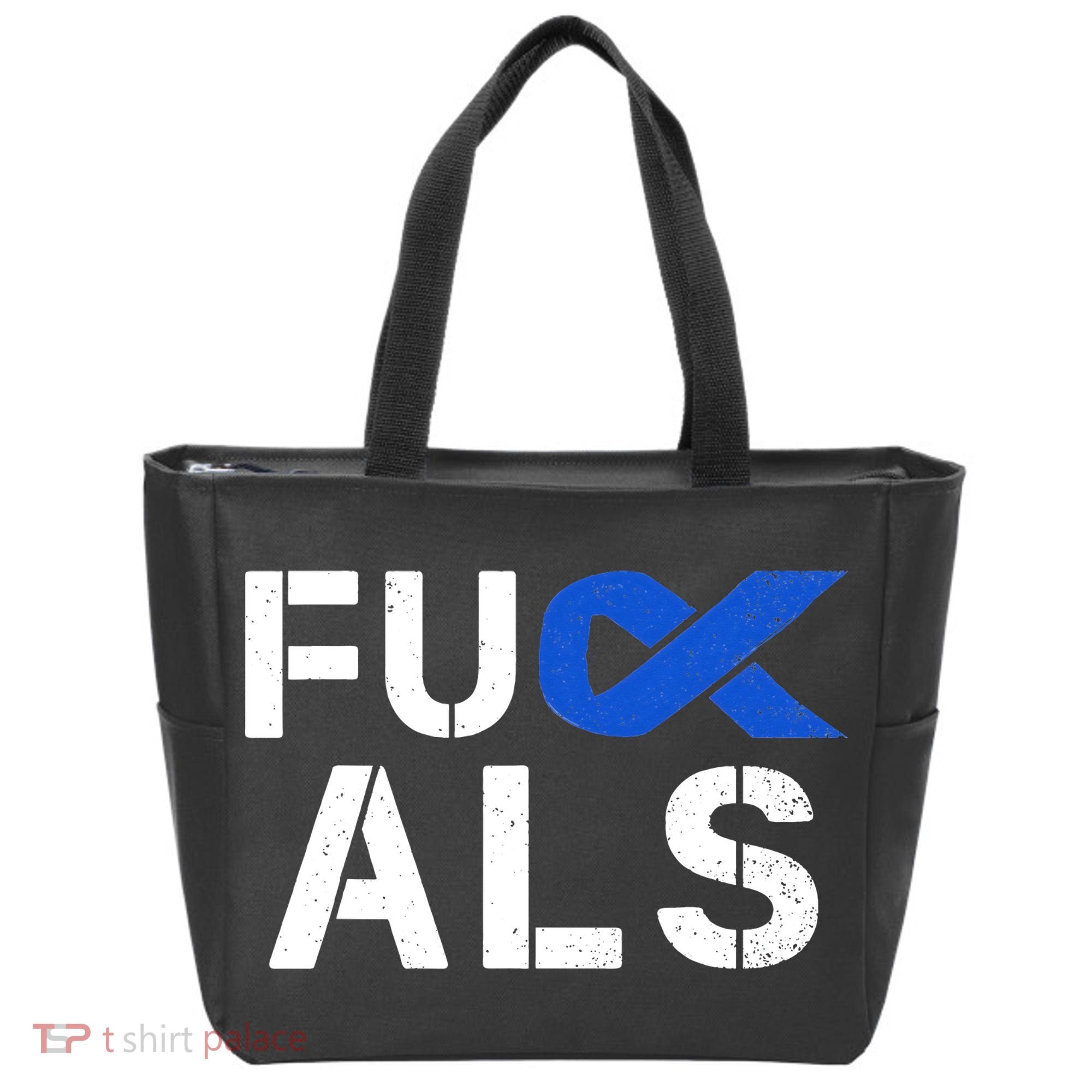 Fuck ALS Awareness Month Blue Ribbon Support Squad Fighter Tote Bag