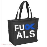 Fuck ALS Awareness Month Blue Ribbon Support Squad Fighter Tote Bag thumb 2