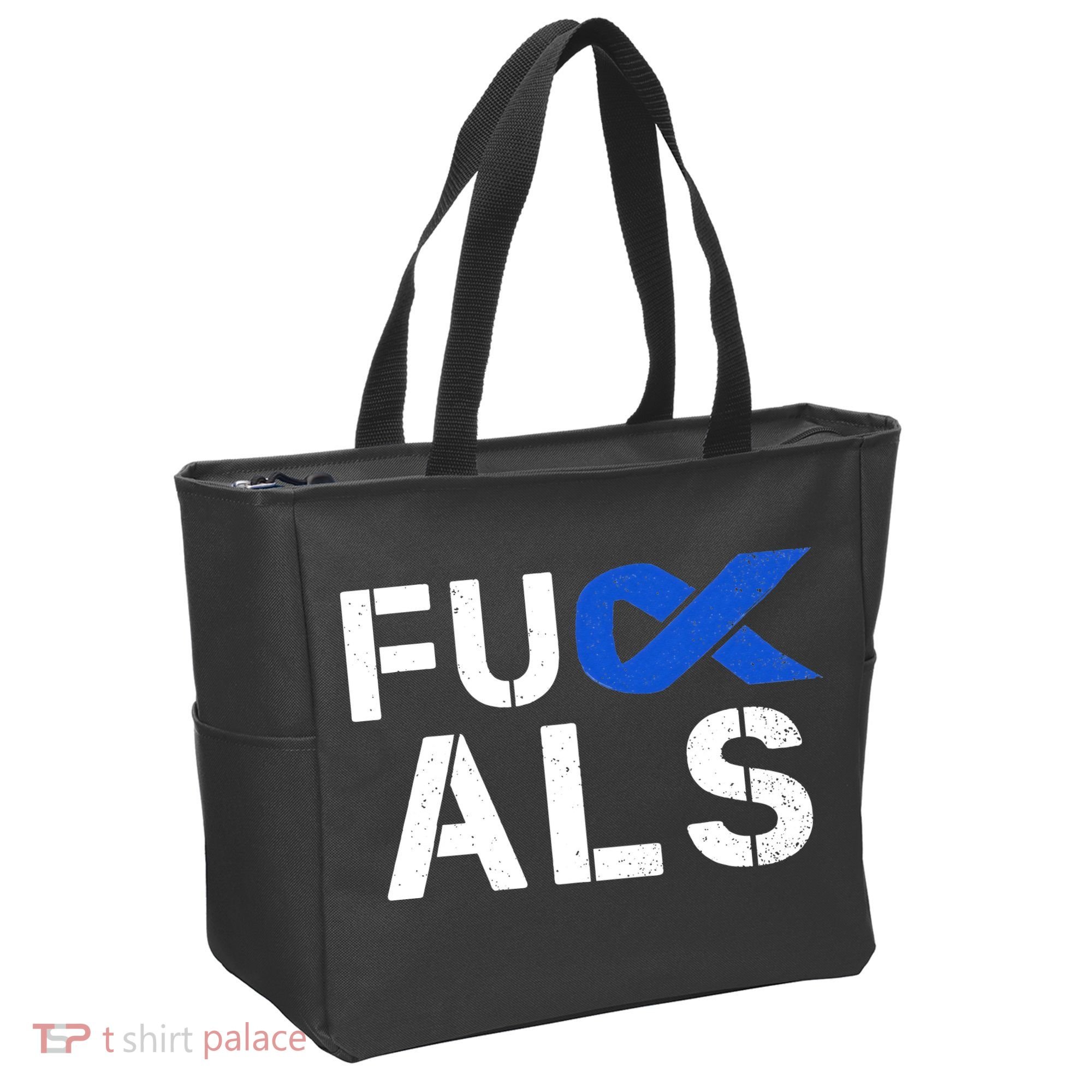 Fuck ALS Awareness Month Blue Ribbon Support Squad Fighter Tote Bag