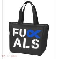 Fuck ALS Awareness Month Blue Ribbon Support Squad Fighter Tote Bag thumb 3