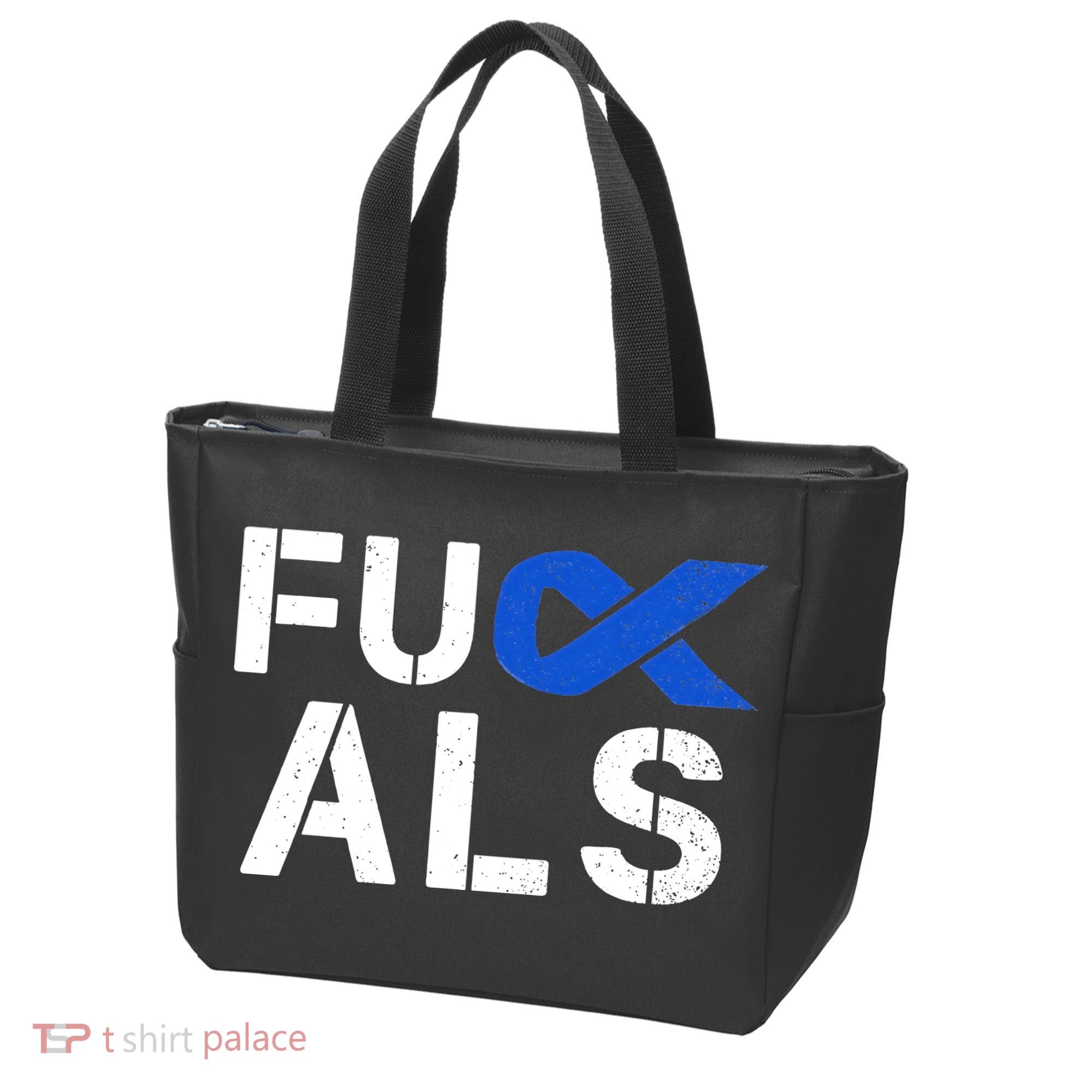 Fuck ALS Awareness Month Blue Ribbon Support Squad Fighter Tote Bag