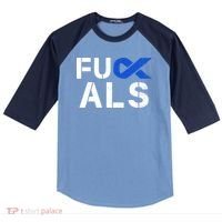 Fuck ALS Awareness Month Blue Ribbon Support Squad Fighter Raglan Baseball Sleeve Shirt thumb 0