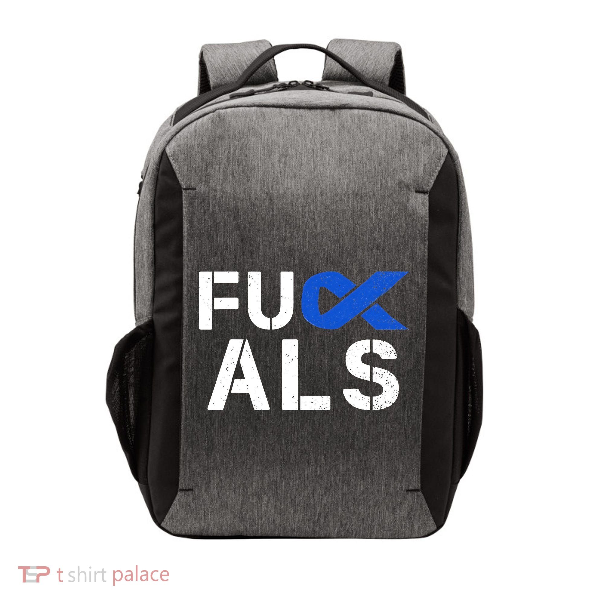 Fuck ALS Awareness Month Blue Ribbon Support Squad Fighter Vector Backpack