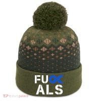 Fuck ALS Awareness Month Blue Ribbon Support Squad Fighter The Baniff Cuffed Pom Beanie thumb 0