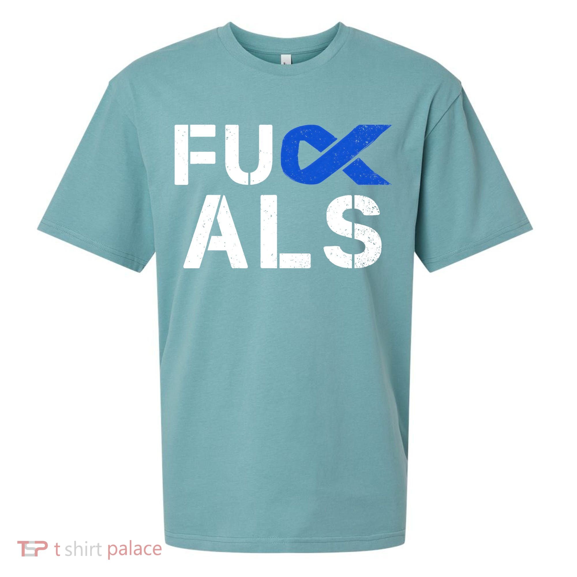 Fuck ALS Awareness Month Blue Ribbon Support Squad Fighter Sueded Cloud Jersey T-Shirt