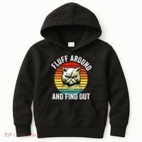 Fluff Around And Find Out Cat Lover Mom Dad Kitten Kids Hoodie thumb 0