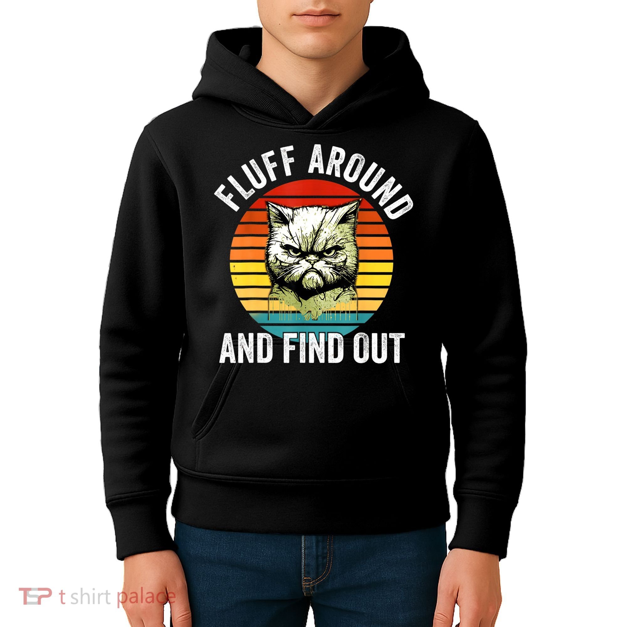 Fluff Around And Find Out Cat Lover Mom Dad Kitten Kids Hoodie