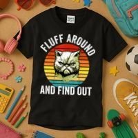 Fluff Around And Find Out Cat Lover Mom Dad Kitten Kids T-Shirt thumb 3