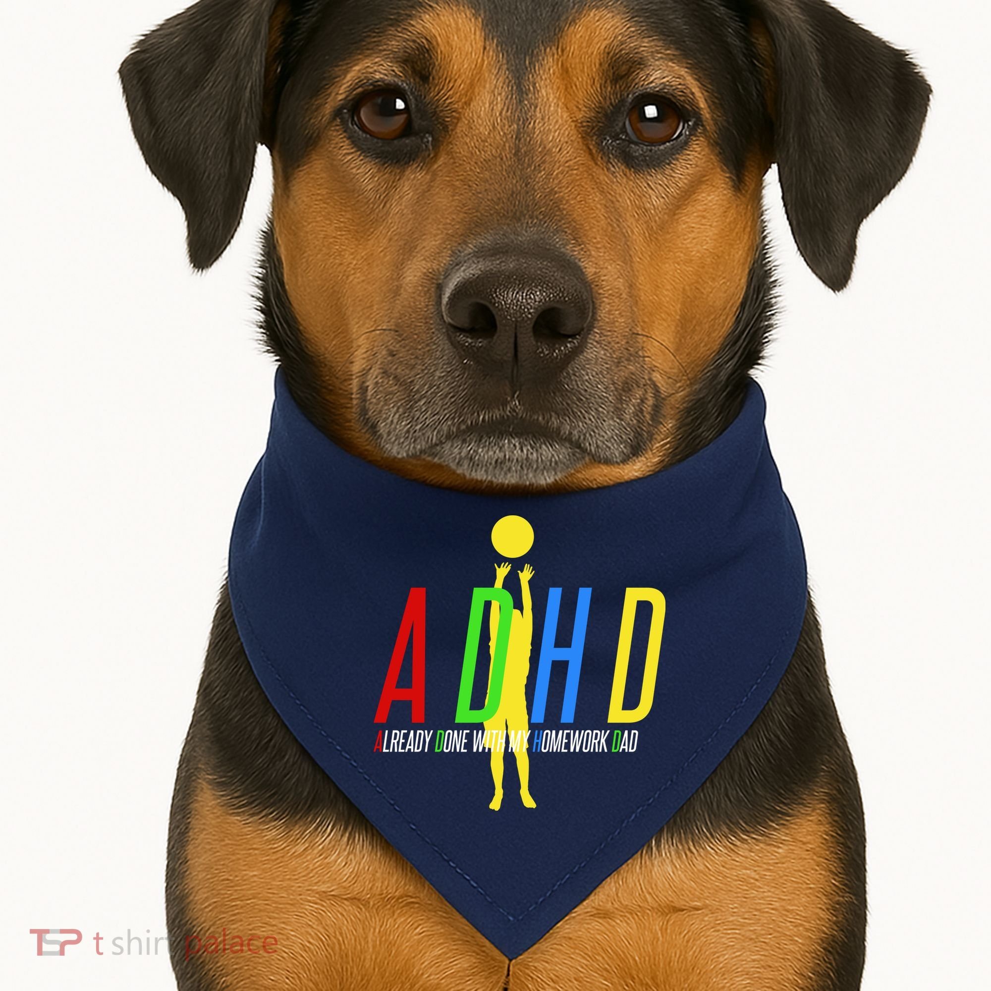 Funny ADHD Already Done With My Homework Dad USA-Made Doggie Bandana